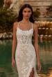Picture of: Lace Wedding Dress with Scallop Edge Slit and Square Neckline in IIINII, Style: B1318, Detail Picture 1