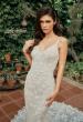 Picture of: V-Neck Lace Wedding Dress with Elegant Lace Trim Train in IINI, Style: B1286, Detail Picture 1