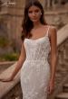 Picture of: Long Lace Mermaid Wedding Gown with Modified Scoop Neck and Corset Back in IINI, Style: B1335, Detail Picture 2