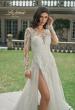 Picture of: Illusion Long Sleeve Gown with Slit and Beautiful Lace Neckline in ILII, Style: B1225, Detail Picture 1