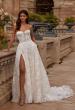Picture of: Strapless A Line Lace Wedding Dress with Corset Style Bodice and Deep V in WIIII, Style: B1356, Main Picture