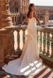 Picture of: Simple Satin Fit and Flare Wedding Dress with Bow Train in ivory, Style: B1488, Main Picture