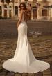 Picture of: Satin Flare Wedding Dress with Crossover Detail Bodice in ivory, Style: B1415, Back Picture