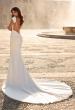 Picture of: Cap Sleeve Satin Fit and Flare Wedding Dress in ivory, Style: B1447, Back Picture