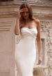 Picture of: Modern Fitted Satin Wedding Dress with Criss Cross Bodice in Ivory, Style: B1413, Detail Picture 1
