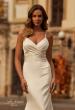 Picture of: Satin Flare Wedding Dress with Crossover Detail Bodice in ivory, Style: B1415, Detail Picture 1
