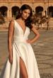 Picture of: Mikado A-Line Bridal Gown with Slit and Train in ivory, Style: B1430, Detail Picture 1