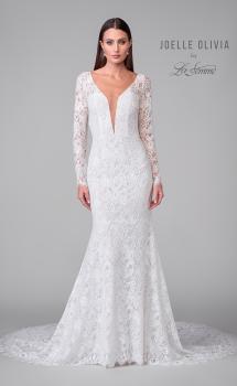 Picture of: Plunge Neck Stretch Lace Gown with Open Back and Stunning Train in IIII, Style: J2160, Detail Picture 4