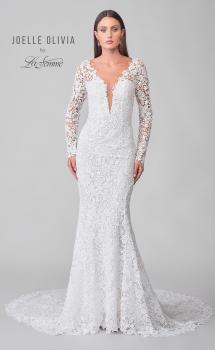 Picture of: Gorgeous Lace Gown with Long Sleeves and Deep Plunge Neckline in IIIII, Style: J2136, Detail Picture 4
