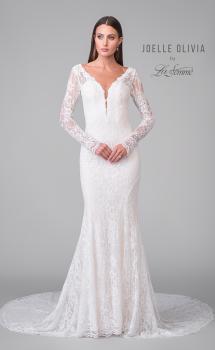 Picture of: Lace Wedding Dress with Unique Illusion Back and Button Details in IIINI, Style: J2161, Detail Picture 4