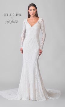 Picture of: Illusion Lace Long Sleeve Stretch Gown with Gorgeous Train in IIINI, Style: J2183, Detail Picture 4