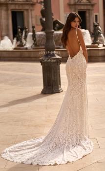 Picture of: Allover Stretch Lace Sheath Wedding Dress with Low Open Back in IINI, Style: J2304, Main Picture