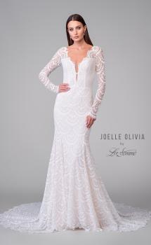 Picture of: Lace Gown with Plunge Neck and Beautiful Lace Sleeves with Scallop Details in WIINI, Style: J2159, Detail Picture 4