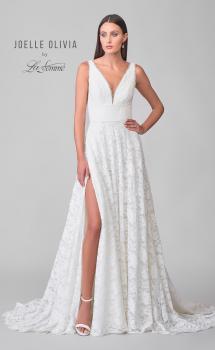 Picture of: A-Line Lace Wedding Gown with V Neckline and High Slit in WIIW, Style: J2176, Detail Picture 4