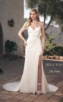 Picture of: Luxe Jersey Gown with Lace Back Details and Buttons in ivory, Style: J2098, Main Picture