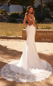 Picture of: Gorgeous Luxe Jersey Wedding Dress with Illusion Lace Bodice and Open Low Back in ivory, Style: J2118, Main Picture