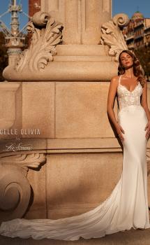 Picture of: Beautiful Luxe Jersey and Lace gown with Illusion Sides and Low Back in ivory, Style: J2165, Main Picture