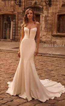 Picture of: Strapless Crepe Jersey Wedding Dress with Exposed Boning and Plunge Neckline in ivory, Style: J2256, Main Picture