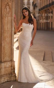 Picture of: Strapless Lace Fit and Flare Wedding Dress with Sweep Train in ivory, Style: J2333, Main Picture