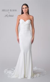 Picture of: Strapless Chic Luxe Jersey Gown with Ruching on the Bodice in ivory, Style: J2107, Detail Picture 4