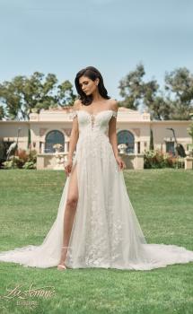 Picture of: Off the Shoulder A-Line Lace Detail Gown with Illusion Back in IBII, Style: B1193, Main Picture