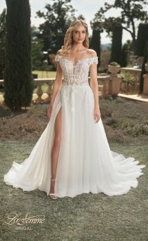 Picture of: Wedding Gown with Ornate Lace Off the Shoulder Bodice in III, Style: B1050, Main Picture