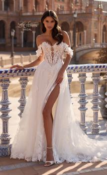 Picture of: Off-the-Shoulder 3D Lace A-Line Wedding Dress with Slit in IIIII, Style: B1486, Main Picture