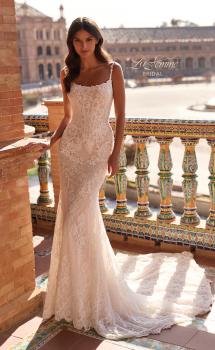 Picture of: Lace Fit-and-Flare Wedding Dress with Spaghetti Straps in IIINI, Style: B1470, Main Picture