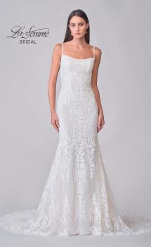 Picture of: Lace Wedding Dress with Square Neckline and Low Illusion Lace Back in IIINI, Style: B1295, Detail Picture 4