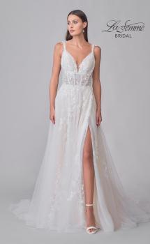Picture of: A-Line Tulle and Lace Gown with Slit and Illusion Bodice in IIINI, Style: B1307, Detail Picture 4