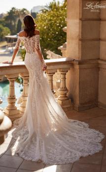 Picture of: Off the Shoulder Lace Long Sleeve Bridal Gown with Illusion Back in IIINII, Style: B1319, Main Picture