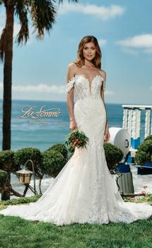 Picture of: Off the Shoulder Lace Deep V Wedding Gown in IINI, Style: B1016, Main Picture