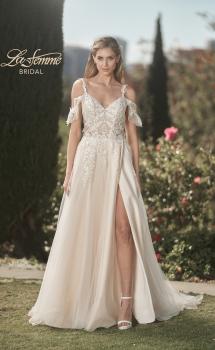 Picture of: Sparkle Lace Gown with Off the Shoulder Sleeve and Slit in IINI, Style: B1020, Main Picture
