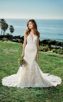 Picture of: Plunge Neck Gown with Illusion Lace Bodice in IINI, Style: B1081, Main Picture