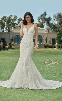 Picture of: Lace Plunge Neck Bridal Dress with Gorgeous Full Train in IINI, Style: B1216, Main Picture