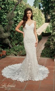 Picture of: V-Neck Lace Wedding Dress with Elegant Lace Trim Train in IINI, Style: B1286, Main Picture