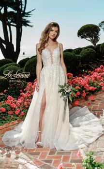 Picture of: Polka Dot A-Line Gown with Plunge Neckline in ILAI, Style: B1059, Main Picture