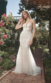 Picture of: Strapless Beaded Net Gown with Plunge Neckline in INI, Style: B1065, Main Picture