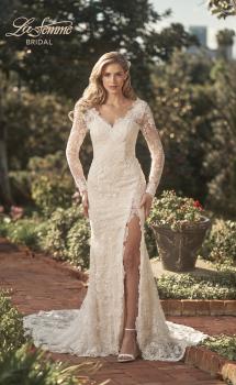 Picture of: Long Sleeve Lace Dress with Slit and Scallop Detailing in INI, Style: B1073, Main Picture