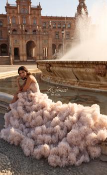 Picture of: Strapless Corset Ball Gown Wedding Dress with Tiered Ruffle Skirt in blush, Style: B1443, Main Picture