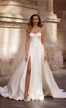 Picture of: Classic Satin Wedding Dress with Sweetheart Neckline and Buttons in Ivory, Style: B1407, Main Picture