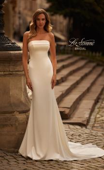Picture of: Modern Strapless Wedding Dress with Sheer Corset Back in ivory, Style: B1416, Main Picture
