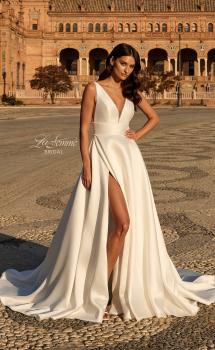 Picture of: Mikado A-Line Bridal Gown with Slit and Train in ivory, Style: B1430, Main Picture