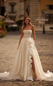 Picture of: Unique Organza Wedding Dress with Floral Detail and Slit in ivory, Style: B1439, Main Picture